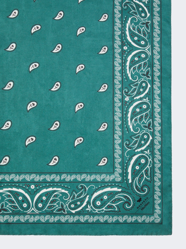 Bandanna print silk foulard - GREEN - 2