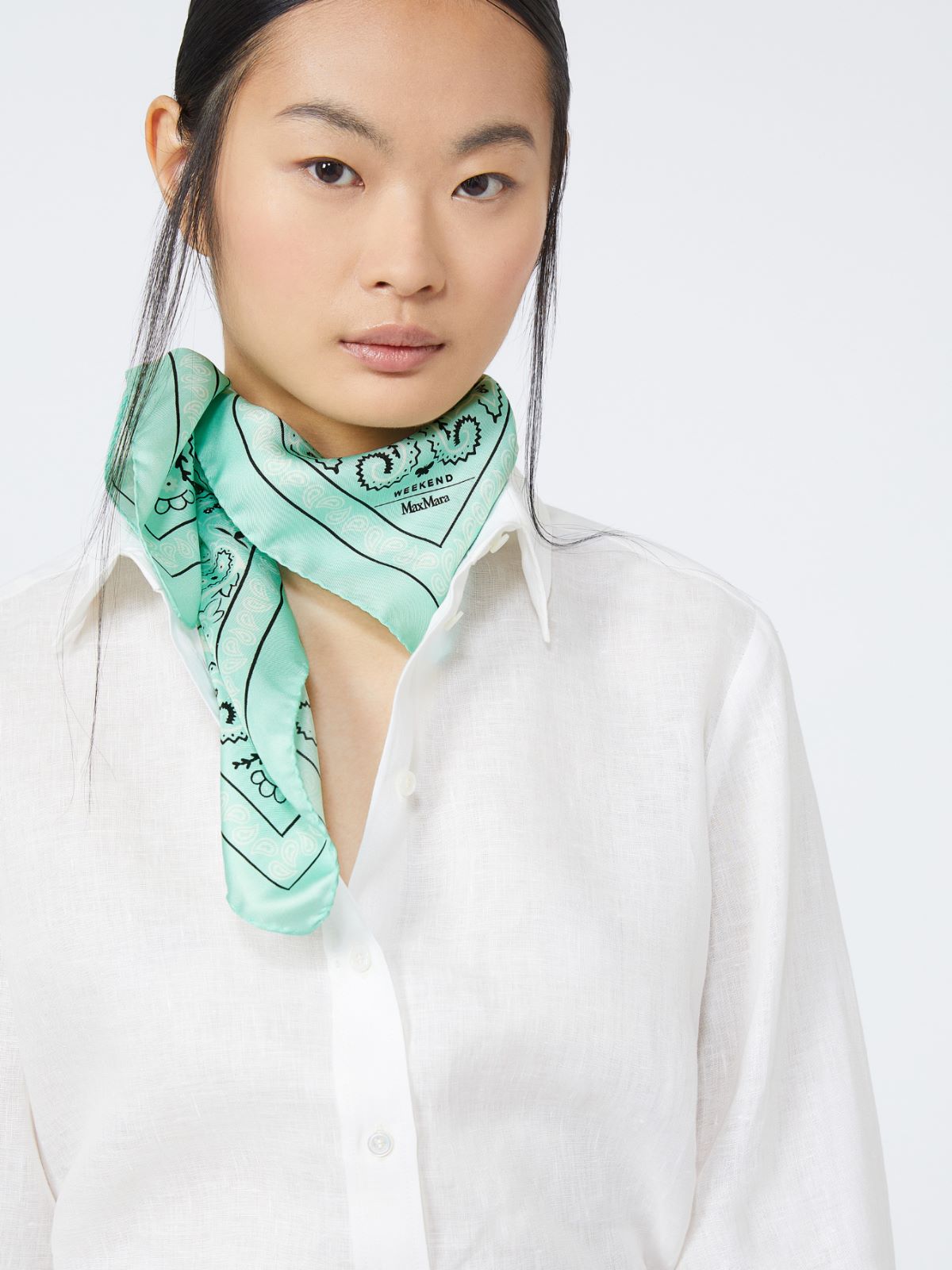 Bandanna print silk foulard - EMERALD