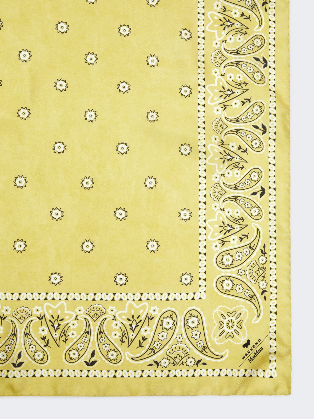 Jedwabna chusta z wzorem bandany - ZIELONY - 2