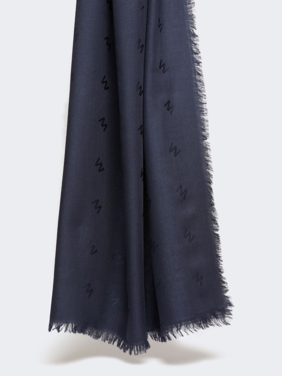 Jacquard-knit wool and silk shawl - MIDNIGHTBLUE - Max Mara - 3