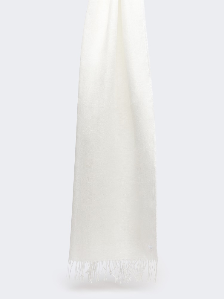 Linen stole with fringes - WHITE - Max Mara