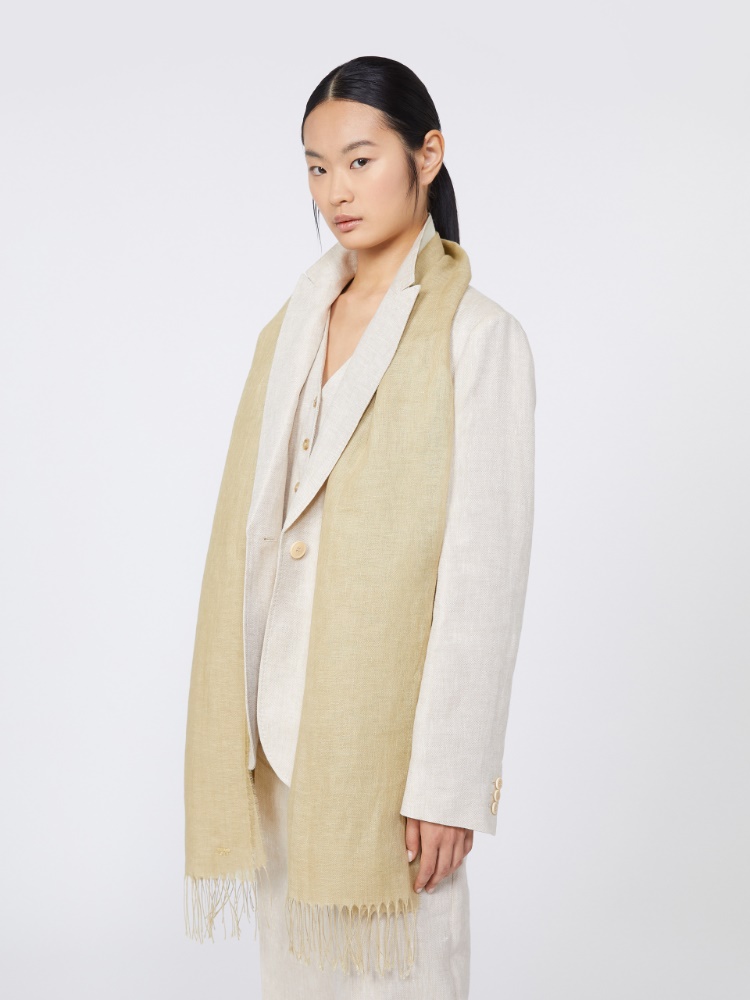 Linen stole with fringes - BEIGE - Max Mara
