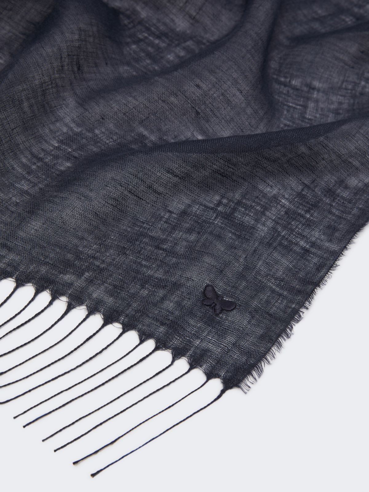Linen stole with fringes - MIDNIGHTBLUE - Max Mara - 9