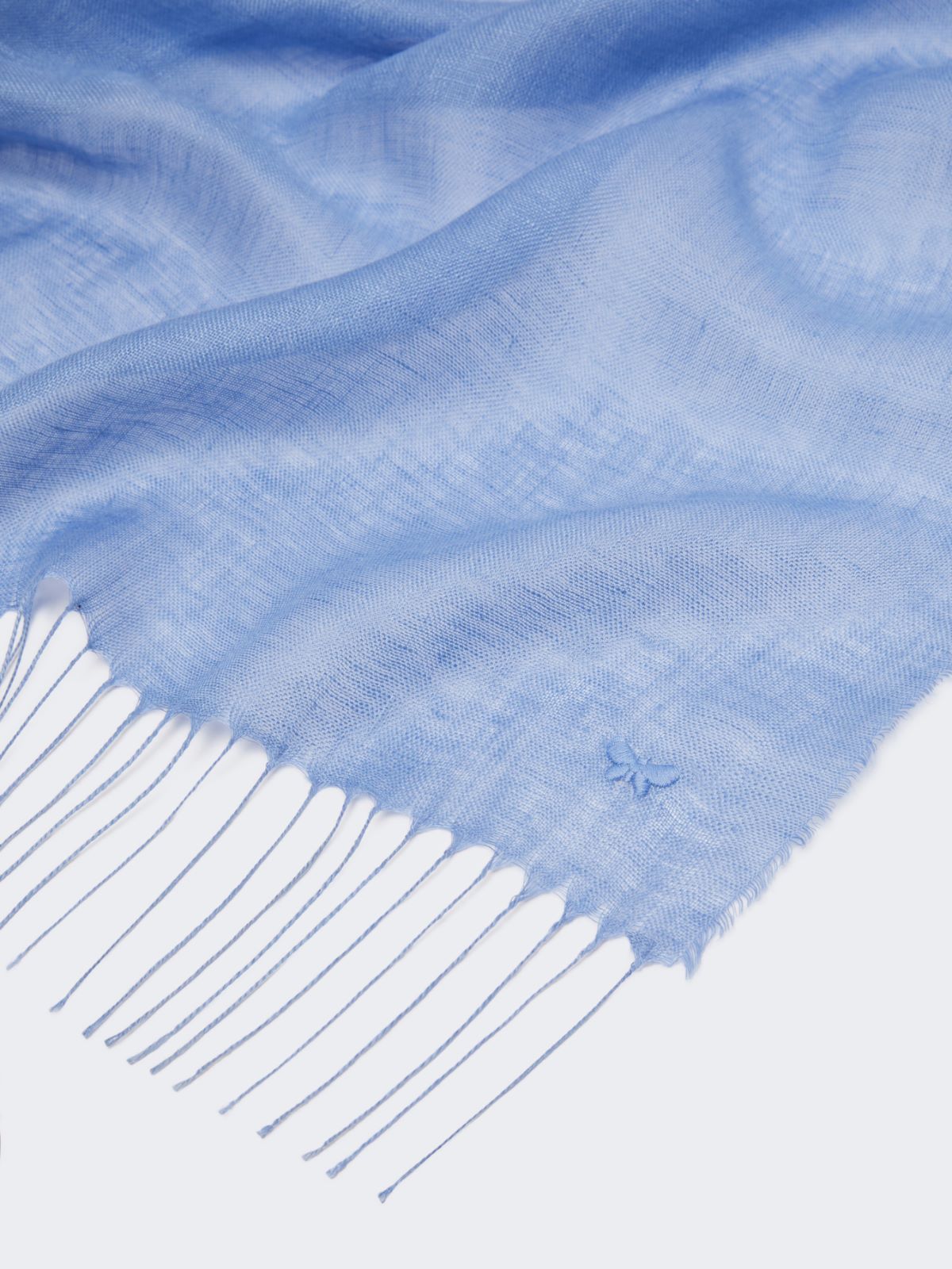 Linen stole with fringes - LIGHT BLUE - Max Mara - 6
