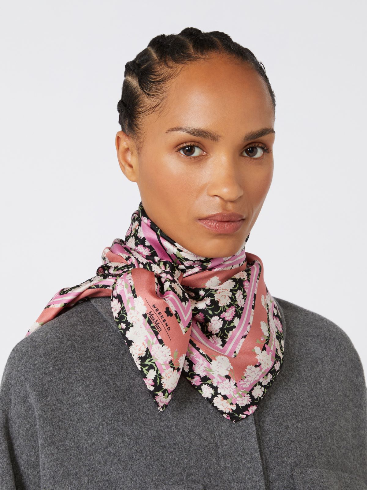 Patterned silk twill foulard - PINK - Max Mara - 9