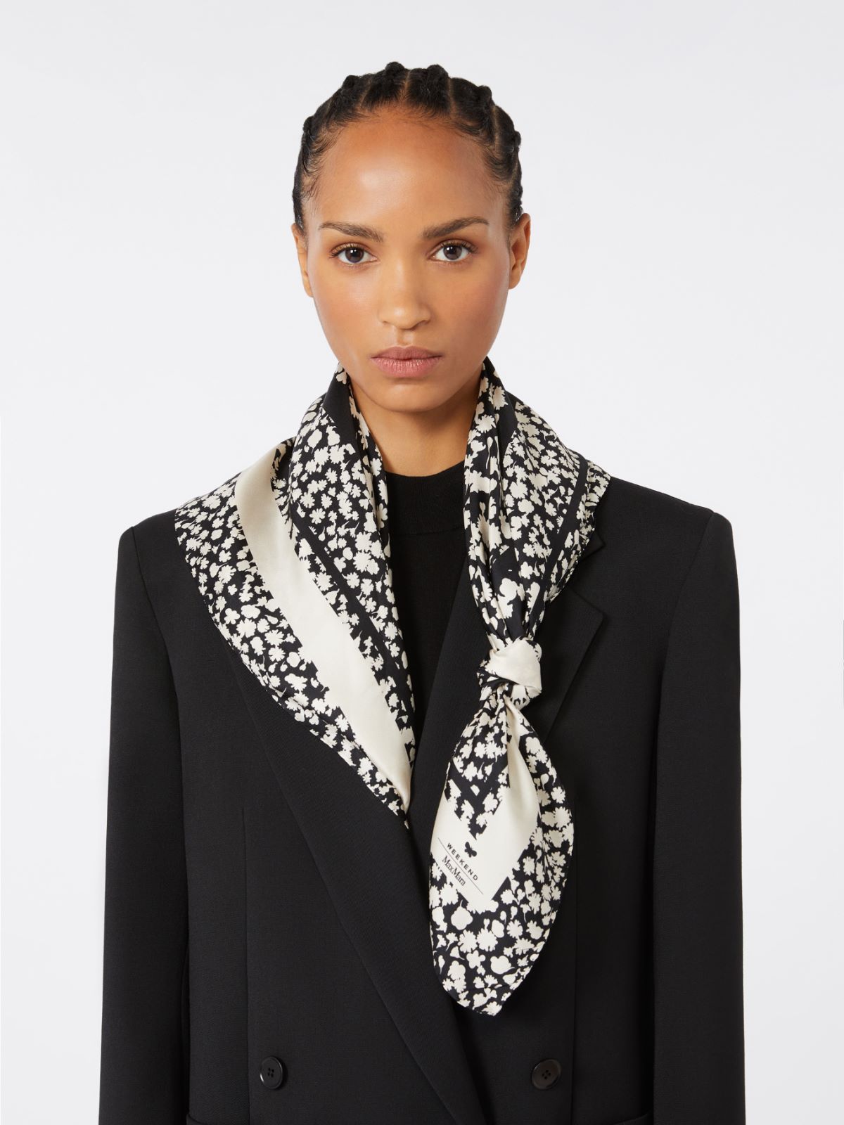 Patterned silk twill foulard - BLACK - Max Mara - 9