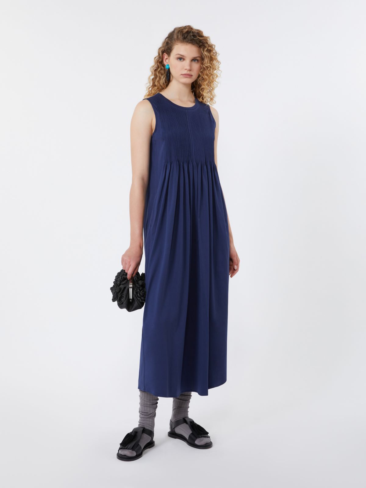 Abito fluido in jersey di cotone - BLU - Max Mara