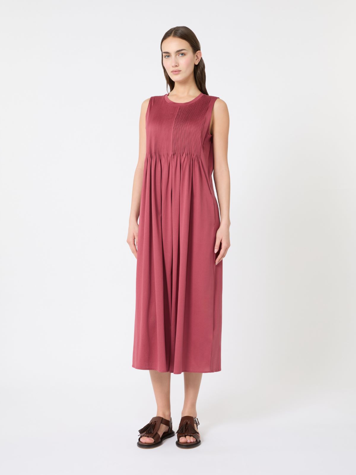 Cotton jersey fluid dress - CHERRY - Max Mara - 2