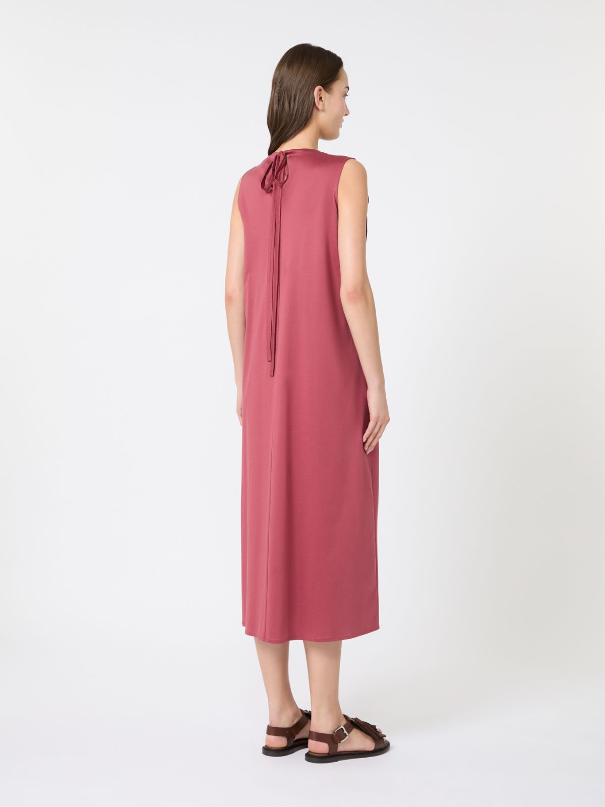 Cotton jersey fluid dress - CHERRY - Max Mara - 3