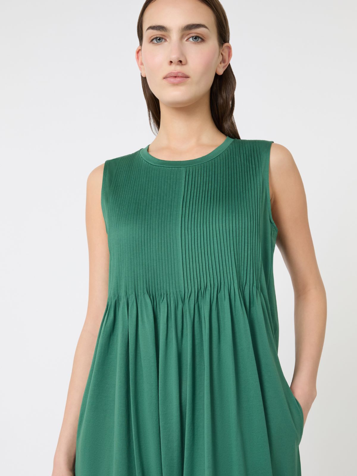 Cotton jersey fluid dress - GREEN - Max Mara - 4