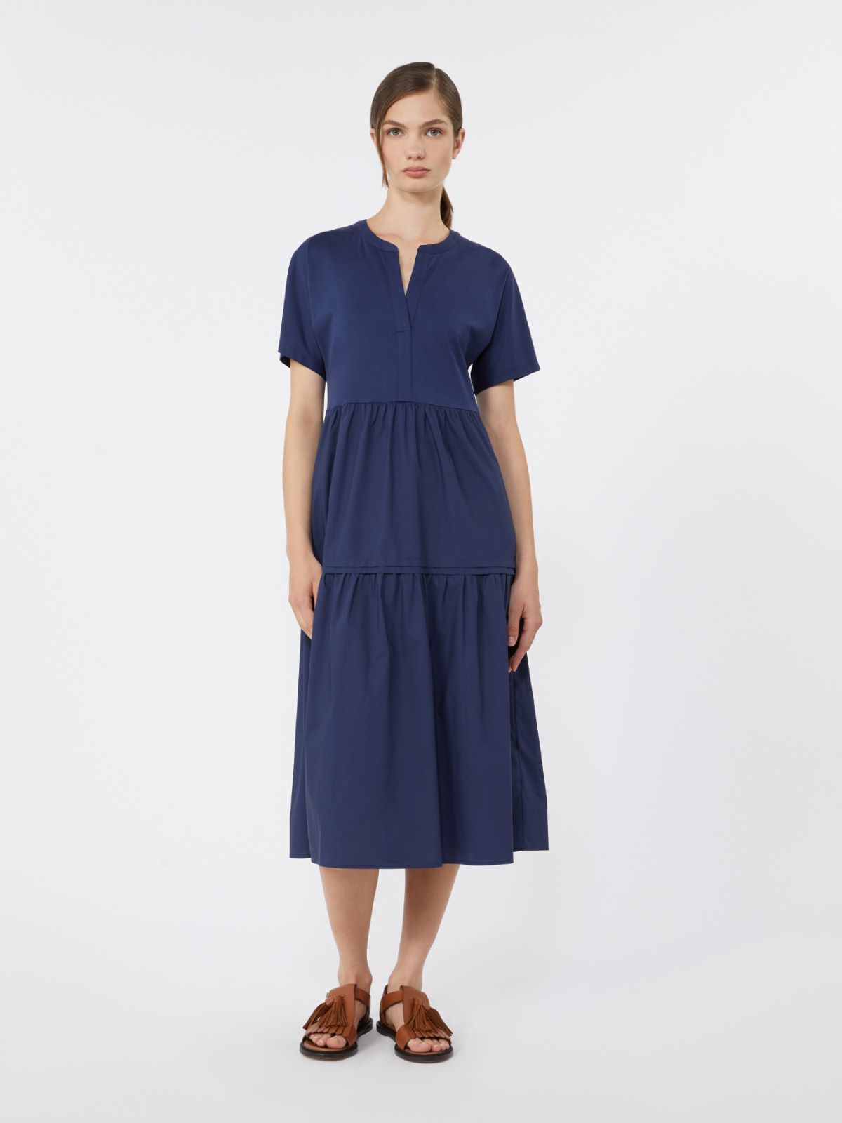 Cotton jersey flounce dress - NAVY - Max Mara - 2
