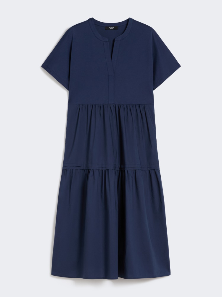 Cotton jersey flounce dress - NAVY - Max Mara - 4