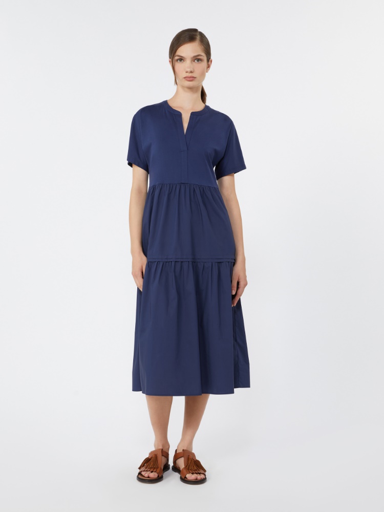 Cotton jersey flounce dress - NAVY - Max Mara