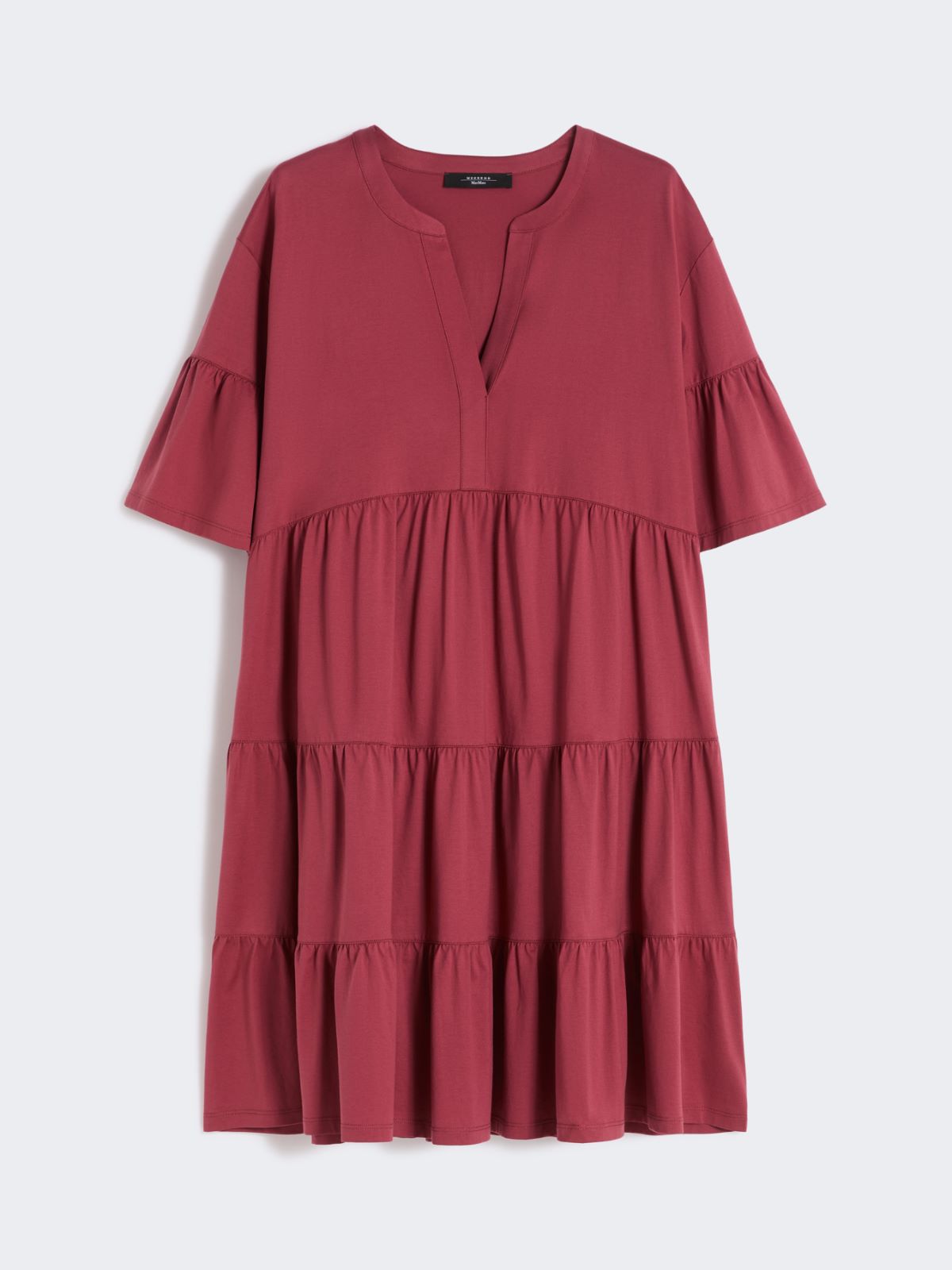 Cotton jersey kaftan dress - CHERRY - 4