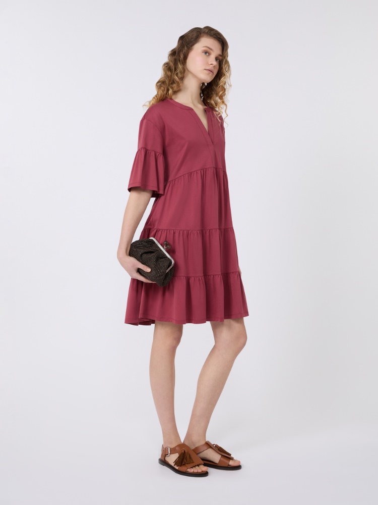 Robe kaftan en jersey de coton - CERISE