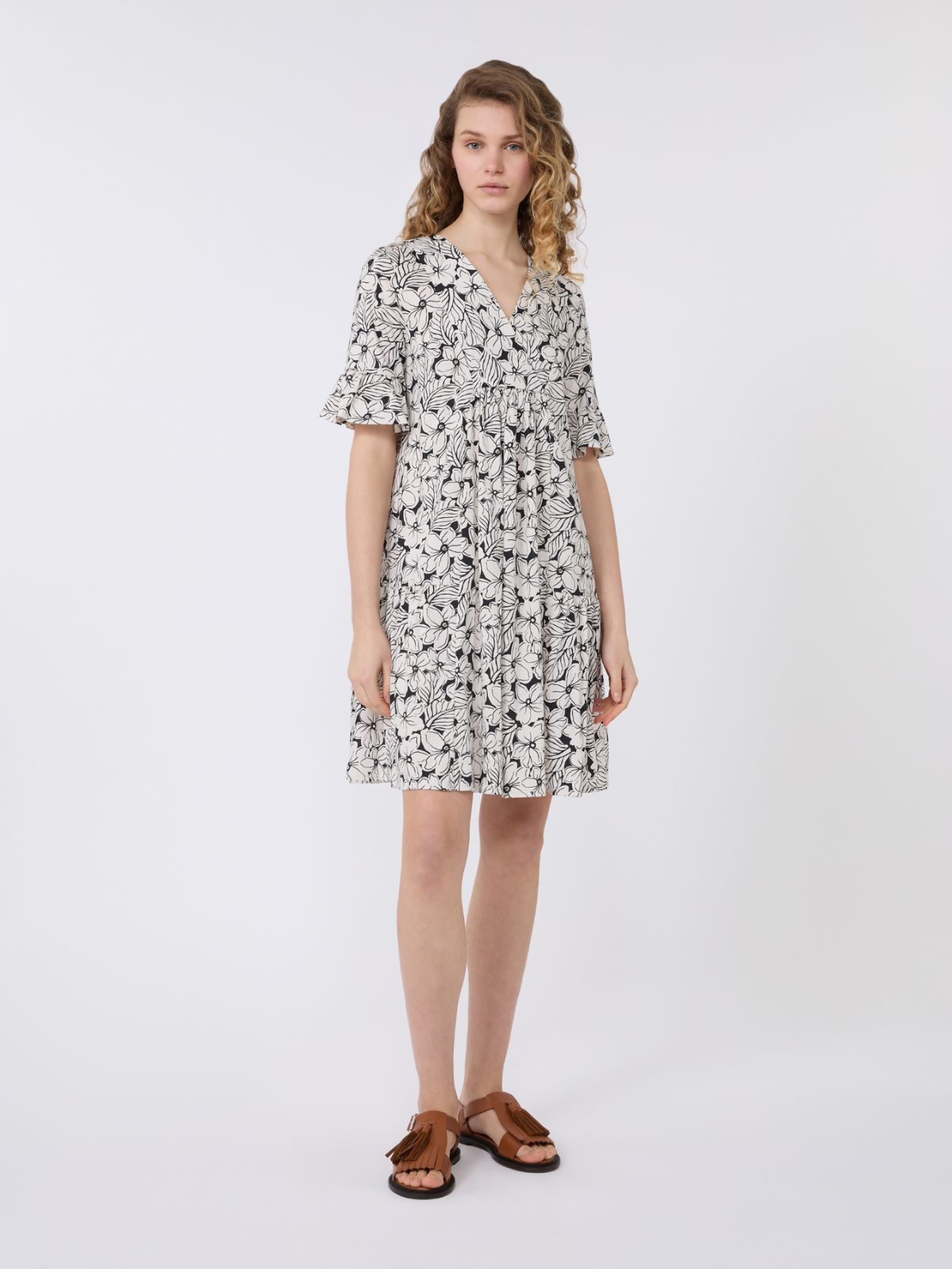 Printed cotton jersey dress - BLACK - Max Mara - 2