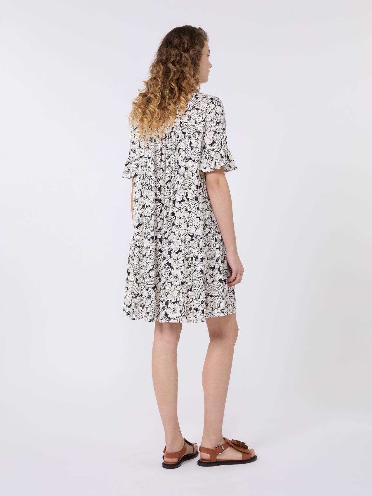 Printed cotton jersey dress - BLACK - Max Mara - 3