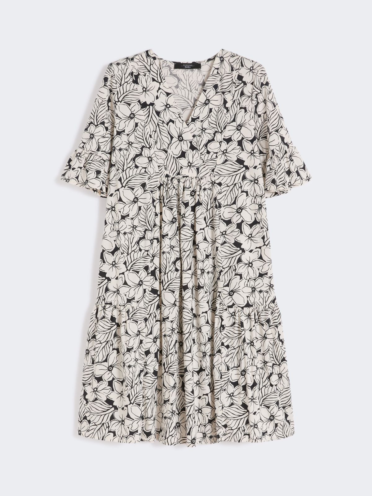 Printed cotton jersey dress - BLACK - Max Mara - 5