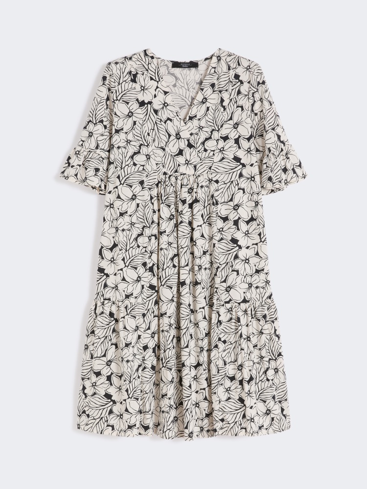 Printed cotton jersey dress - BLACK - Max Mara