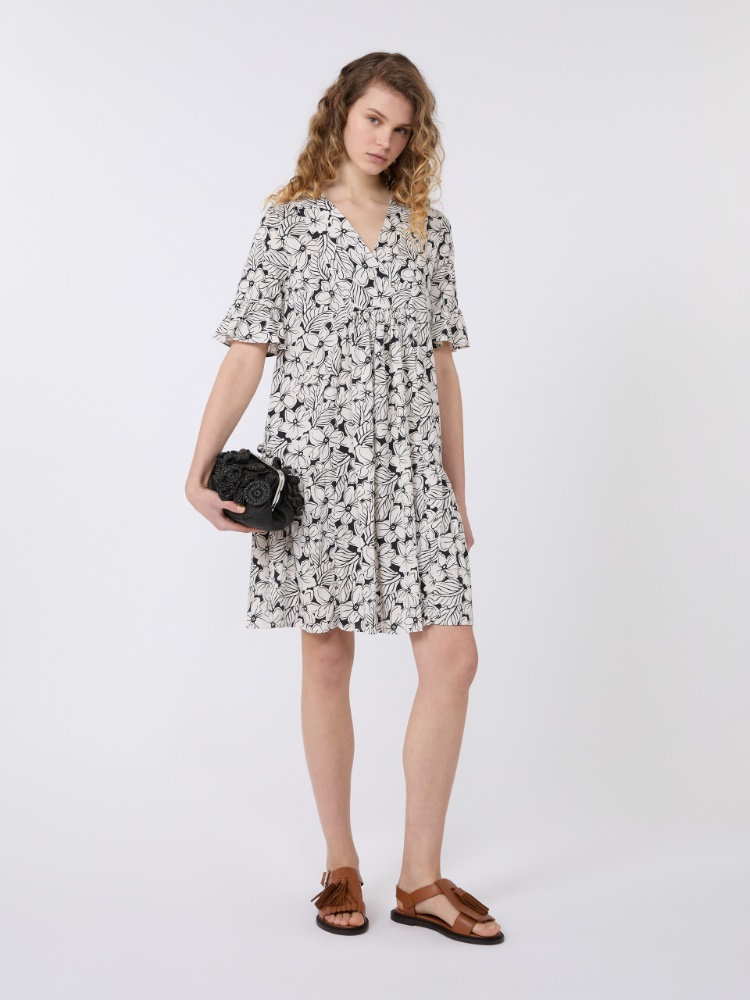 Printed cotton jersey dress - BLACK - Max Mara - 1