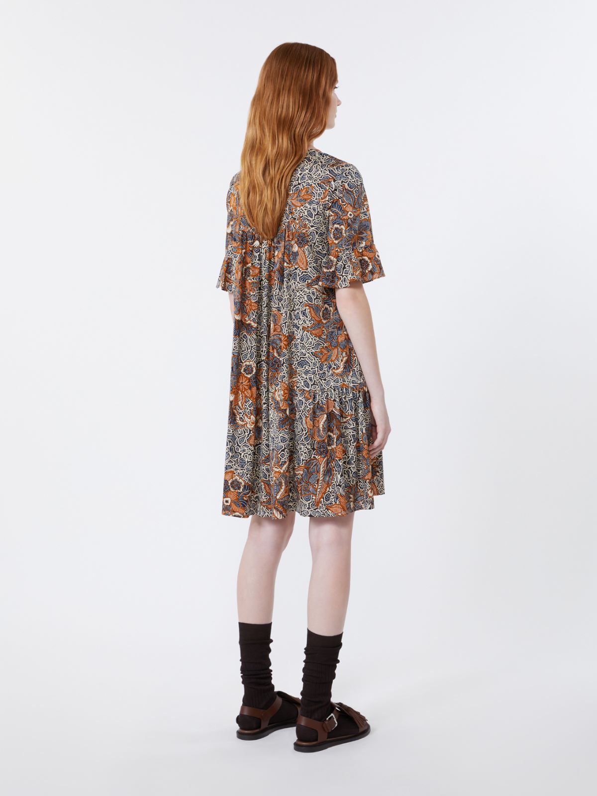 Printed cotton jersey dress - NAVY - Max Mara - 3