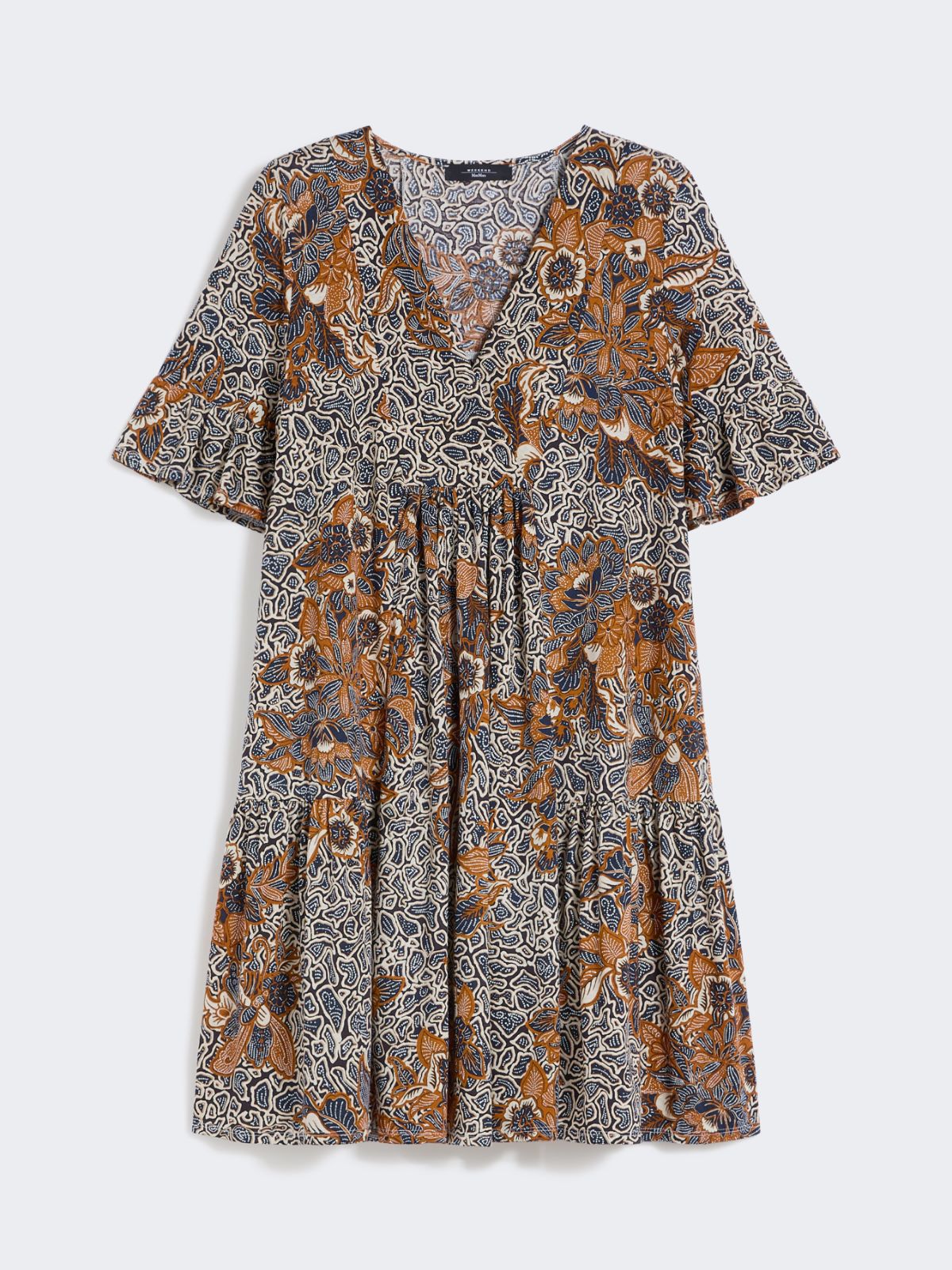 Printed cotton jersey dress - NAVY - Max Mara - 5
