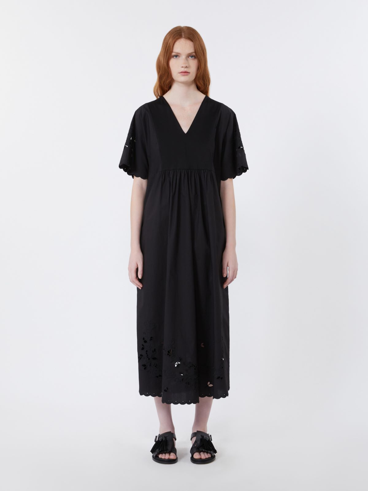 Cotton poplin and jersey dress - BLACK - 2