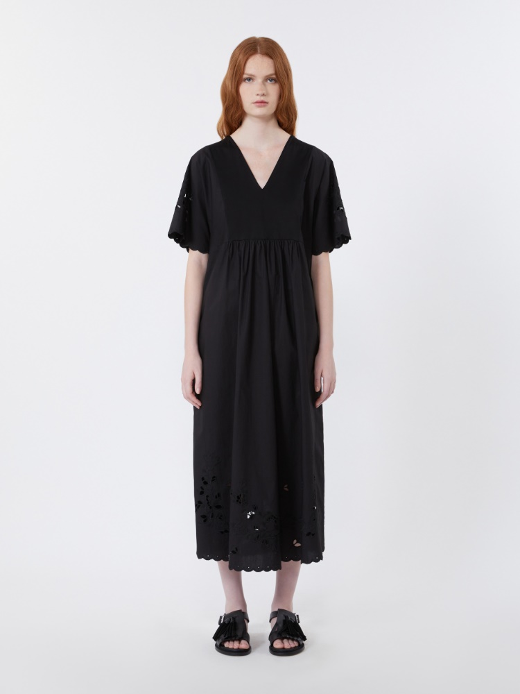 Cotton poplin and jersey dress - BLACK - 2