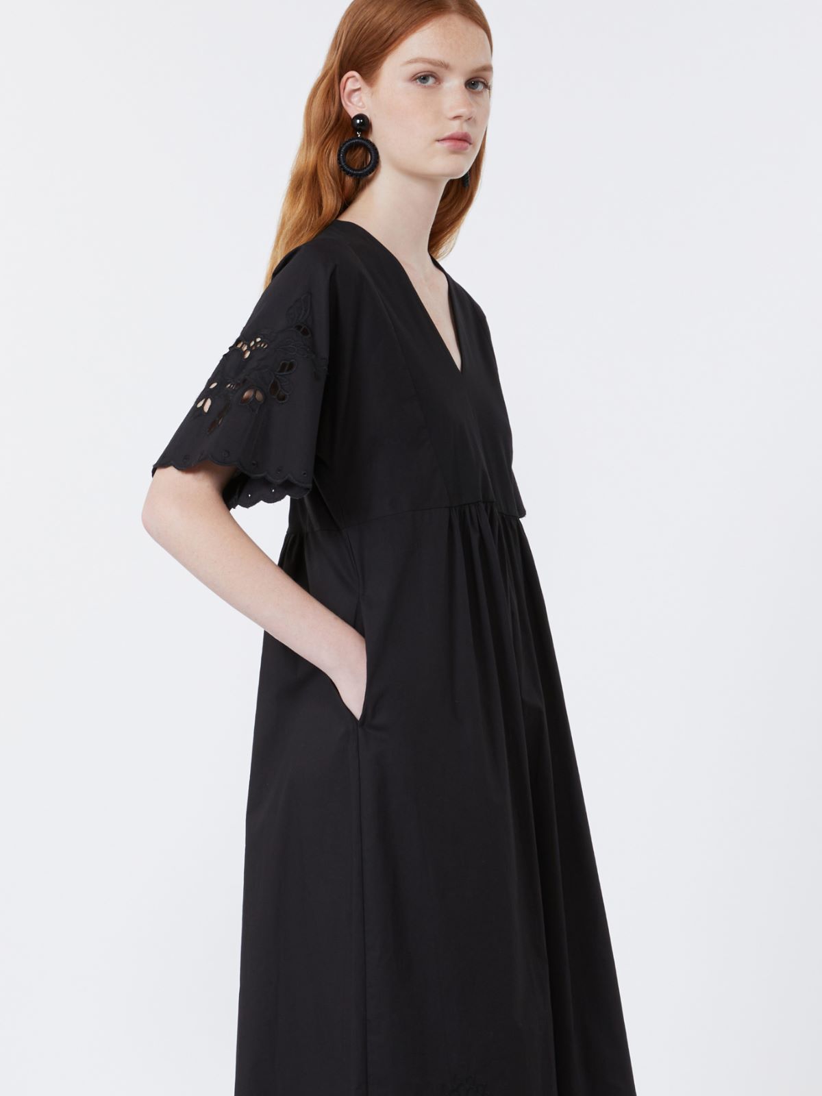 Cotton poplin and jersey dress - BLACK - 4