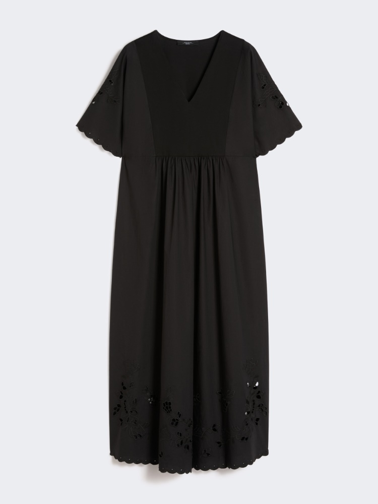 Cotton poplin and jersey dress - BLACK