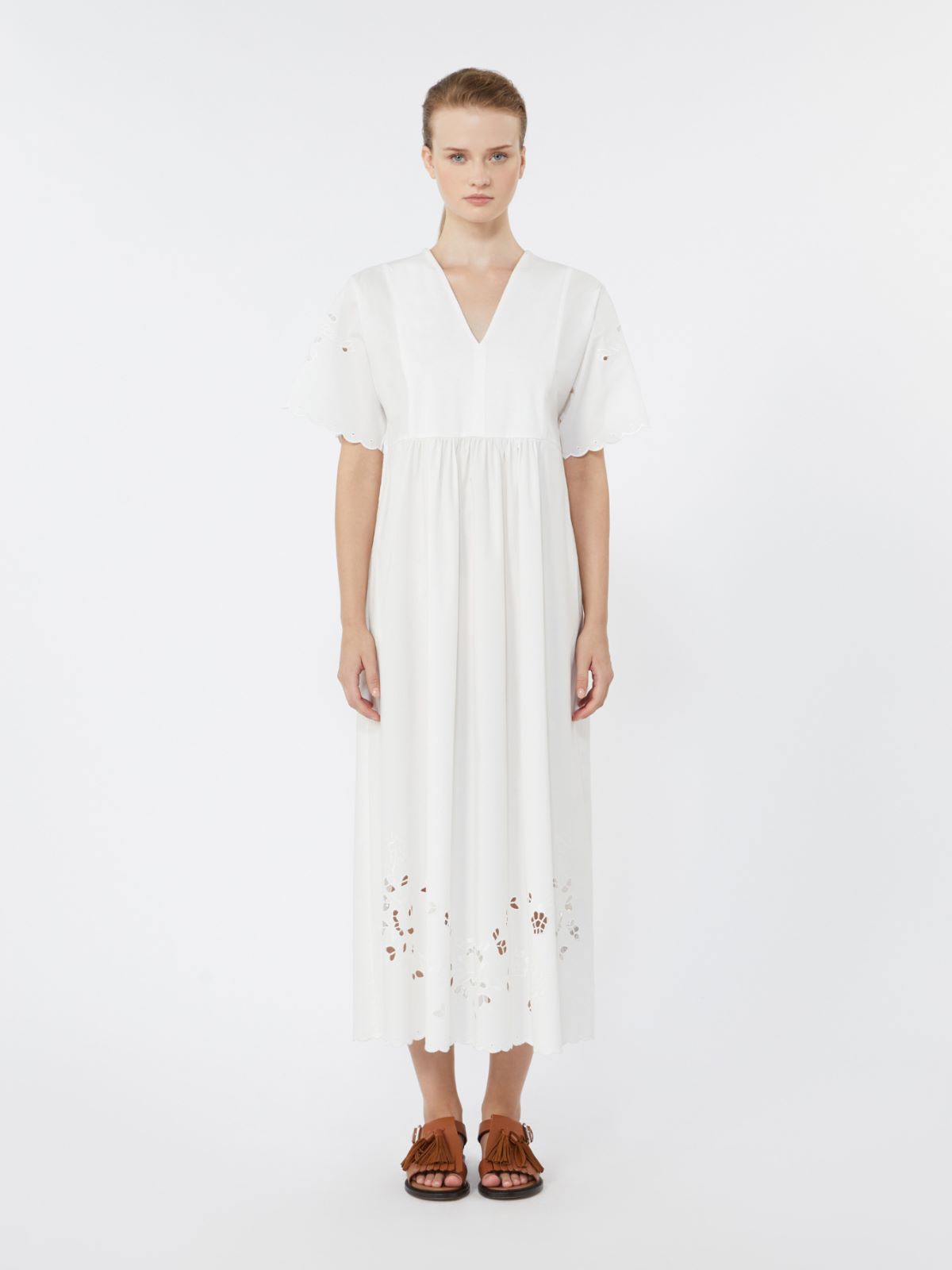 Cotton poplin and jersey dress - WHITE - 2