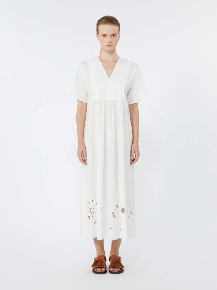 Cotton poplin and jersey dress - WHITE - 2