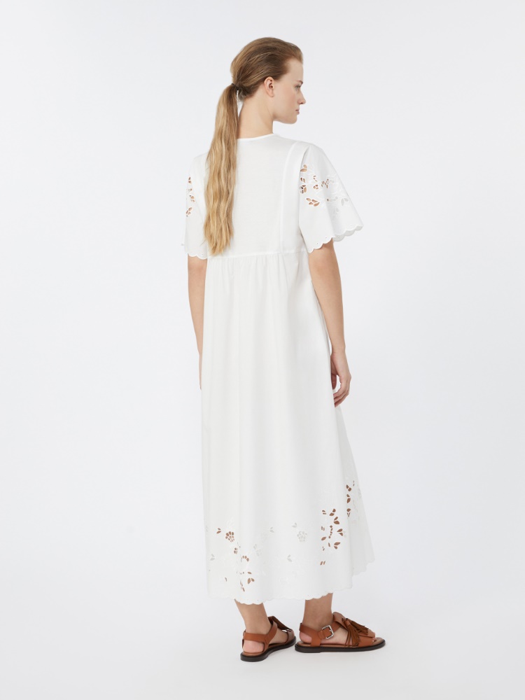 Cotton poplin and jersey dress - WHITE - 3