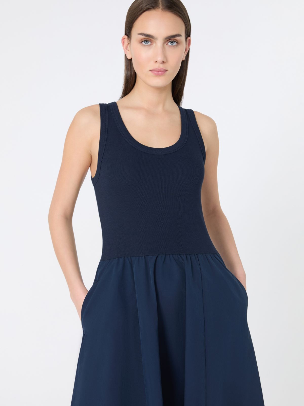 [デスティーノ] テクニカル ファブリック コットン ドレス - NAVY - Max Mara - 4