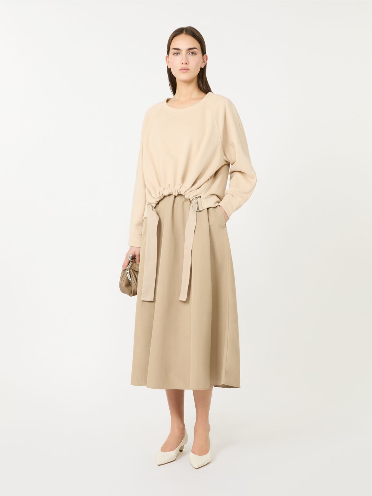 Technical fabric and cotton dress - HAZELNUT BROWN - Max Mara
