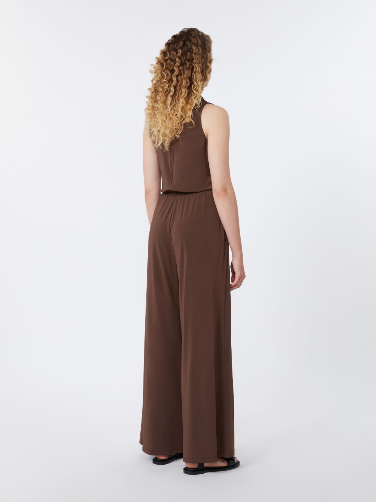 Viscose jersey jumpsuit - CHOCOLATE - 3