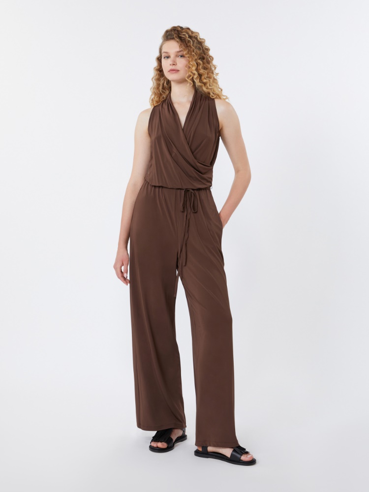 Viscose jersey jumpsuit - CHOCOLATE - 1