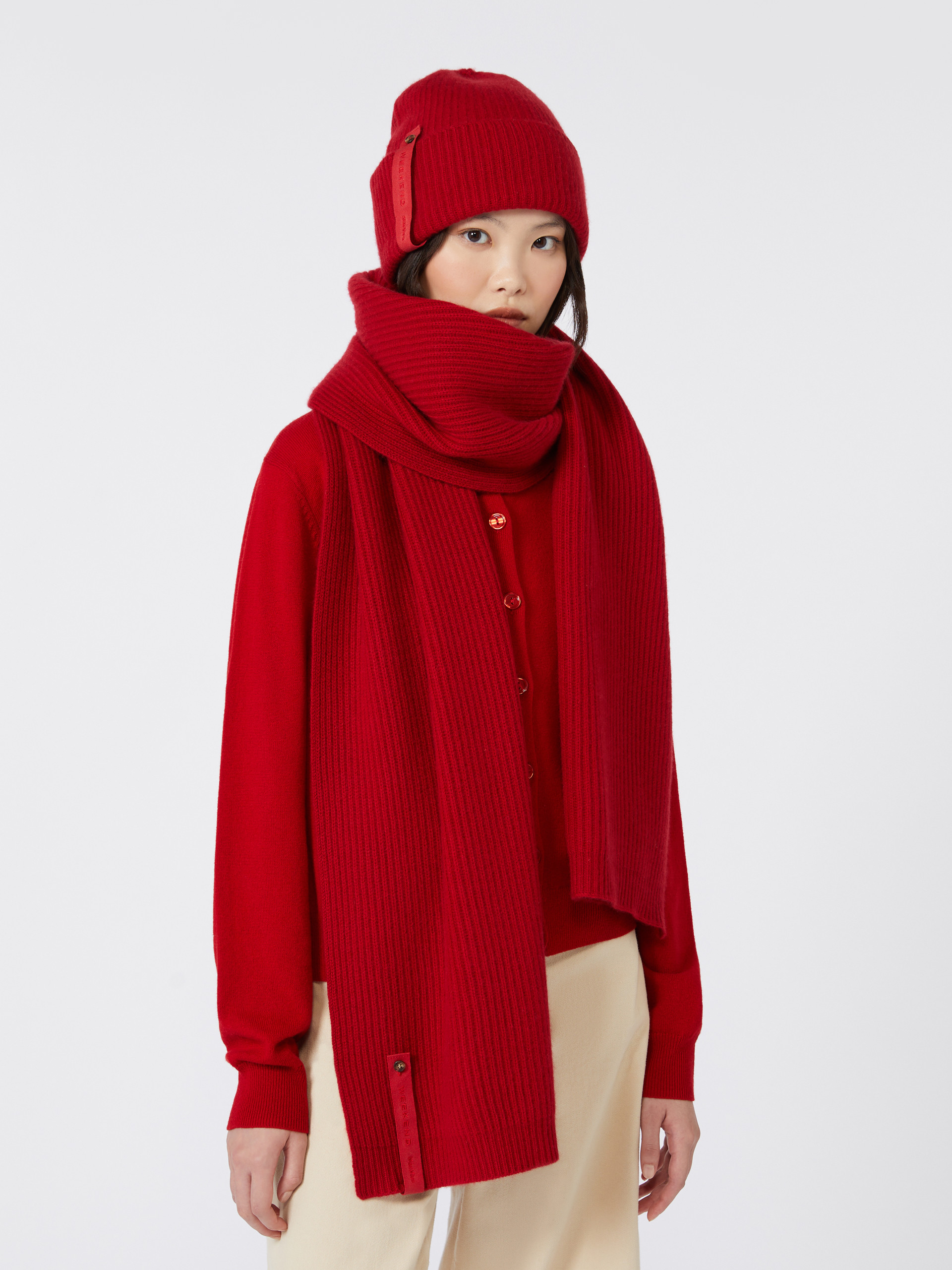 Écharpe en cachemire côtelé - ROUGE FONCE' - Max Mara - 4