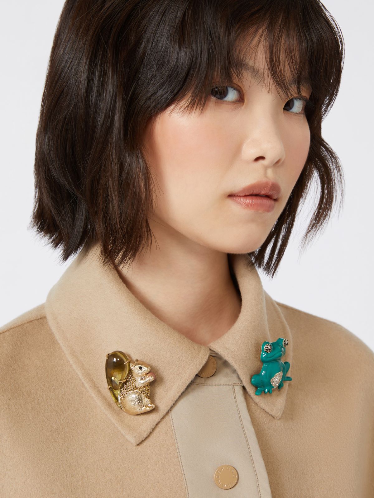 Resin and glass brooch - BROWN - Max Mara