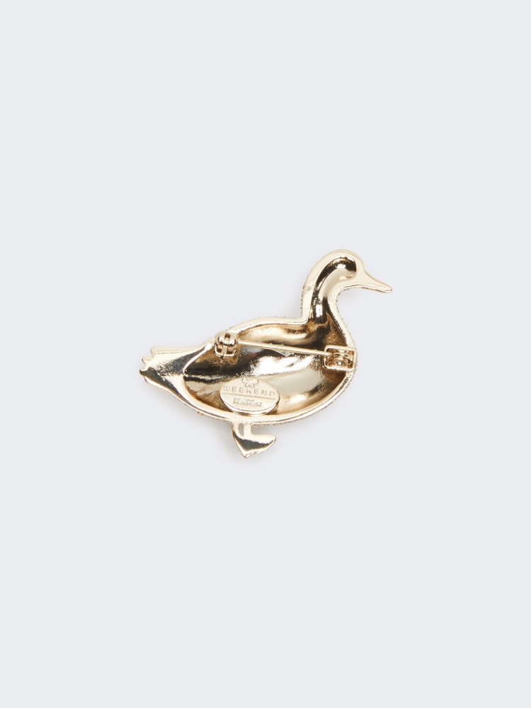 Metal brooch with rhinestones - OPTICAL WHITE - Max Mara - 2