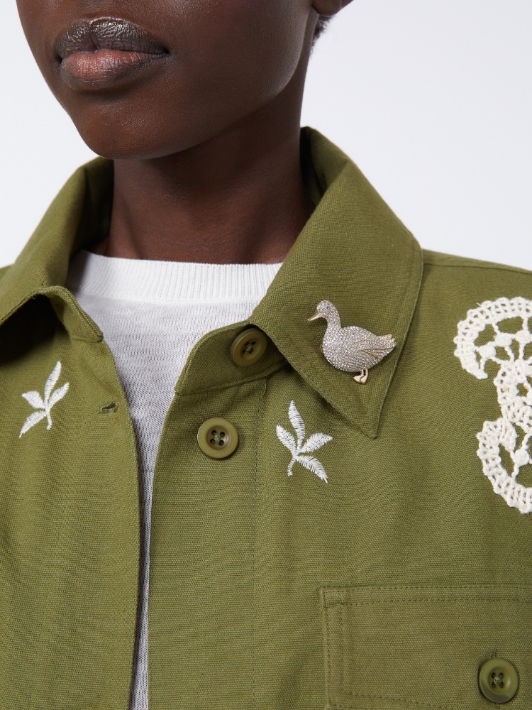 Metalowa broszka z kryształkami - OPTYCZNY BIAŁY - Max Mara - 3