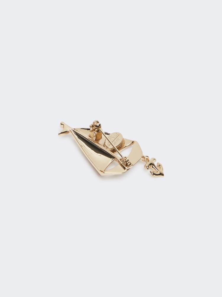Metal brooch with rhinestones - SKY BLUE - Max Mara - 2