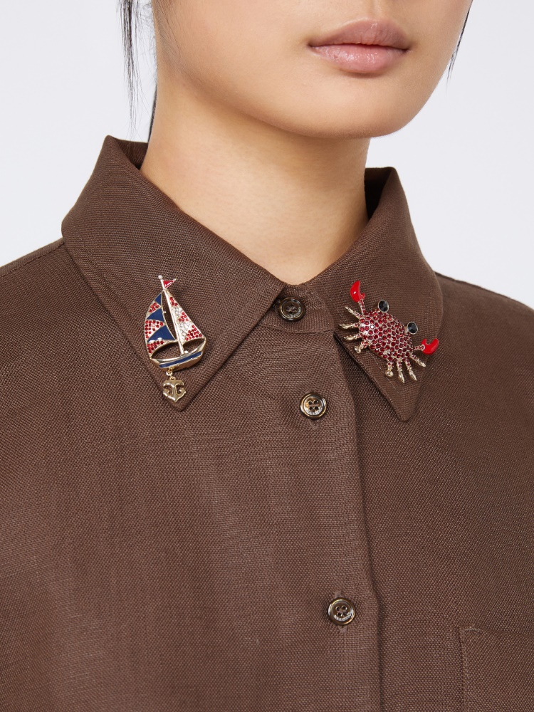 Metal brooch with rhinestones - SKY BLUE - Max Mara