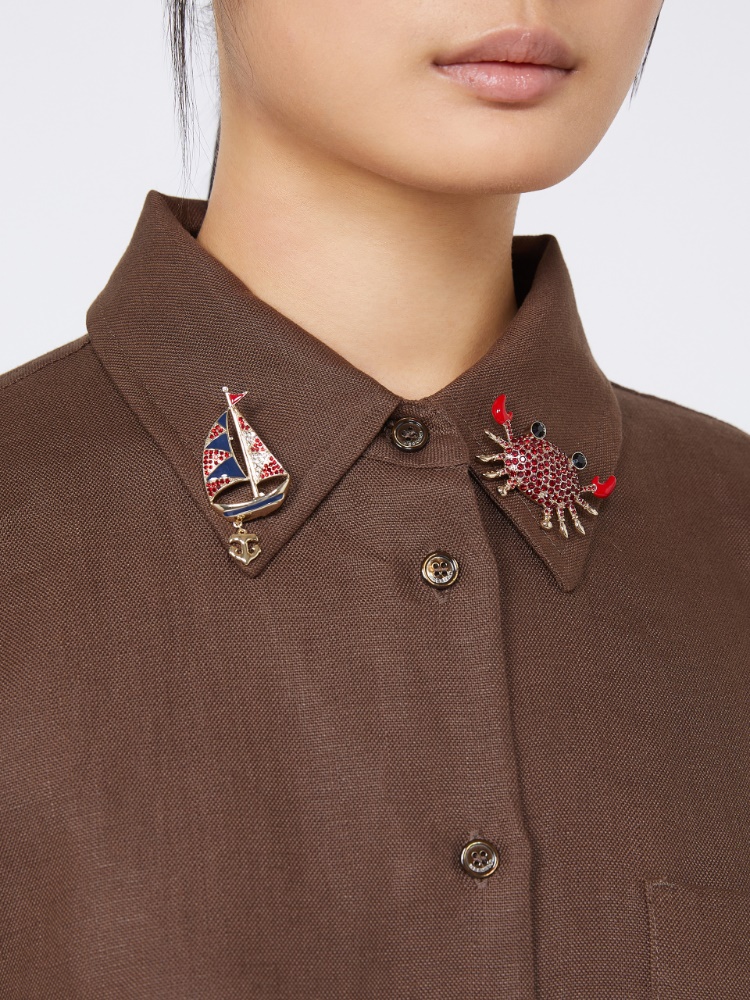 Metal brooch with rhinestones - RED - Max Mara