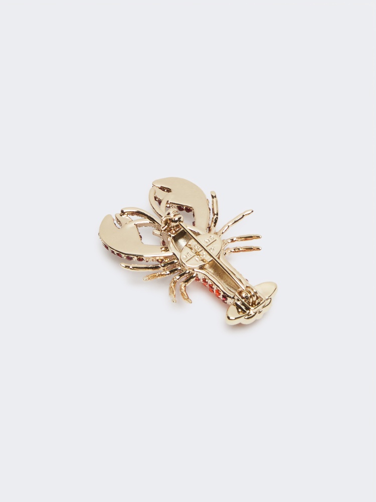 Metal brooch with rhinestones - DARK RED - Max Mara - 2