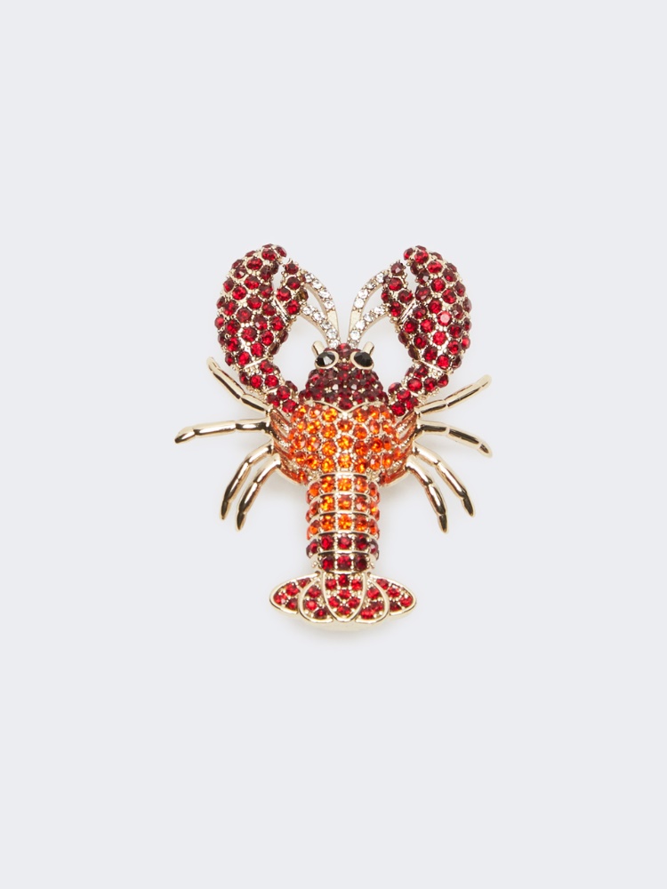 Metal brooch with rhinestones - DARK RED - Max Mara