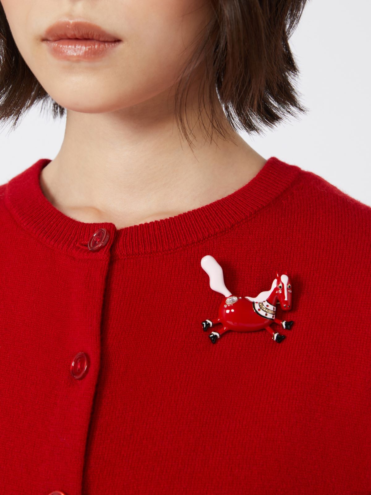 Spilla in metallo smaltato e vetro - ROSSO - Max Mara - 3