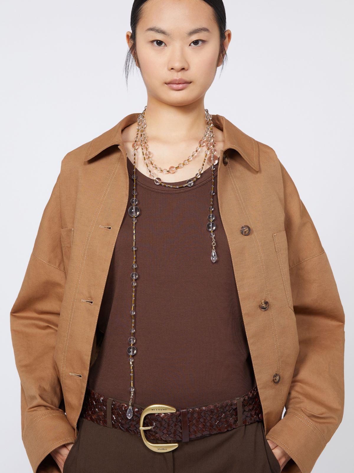 Multi-strand metal and glass necklace - OPTICAL WHITE - Max Mara