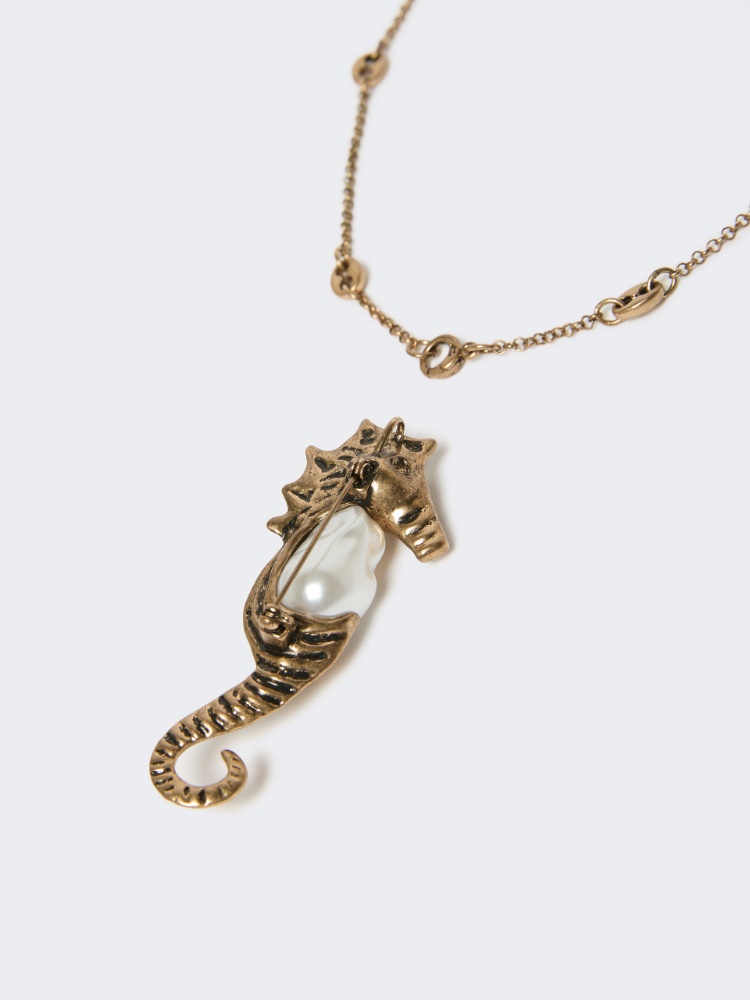Metallic necklace with pin pendant - GOLD - Max Mara - 2