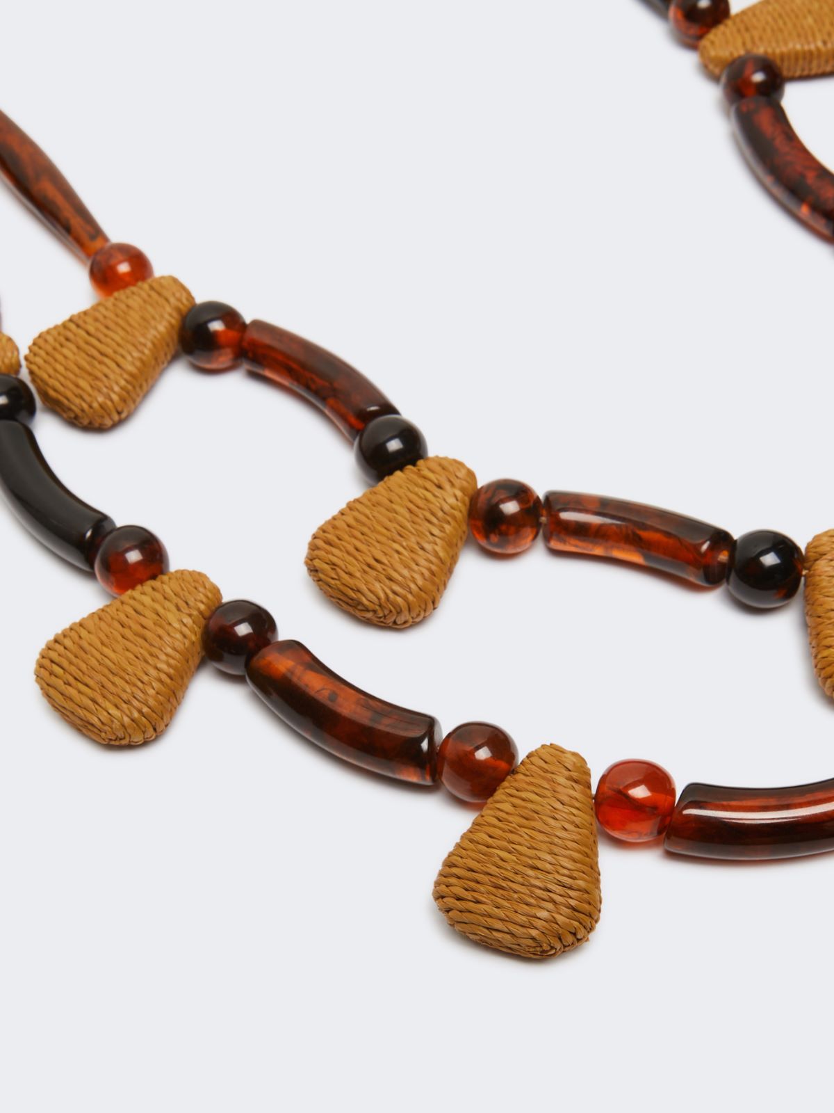 Raffia and resin necklace - CARAMEL - 2